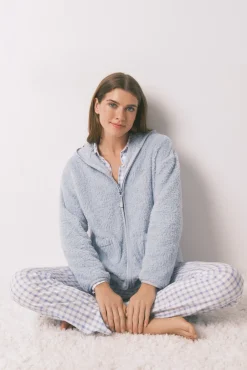 Bata corta tejido pelo azul lurex