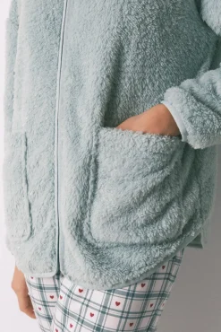 Bata corta tejido pelo verde lurex