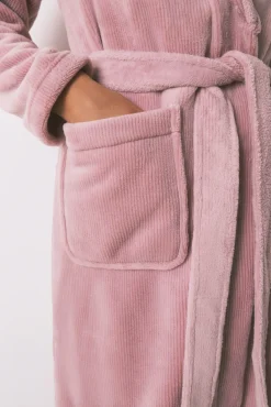 Bata midi polar aterciopelado rosa