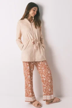 Bata midi polar flores naranja