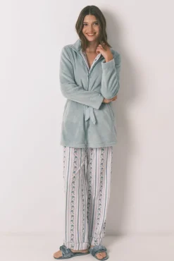 Bata midi polar flores verde