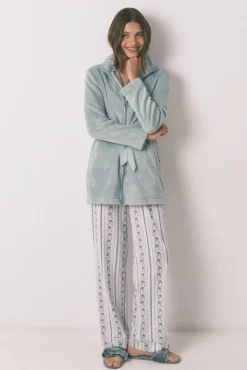 Bata midi polar flores verde