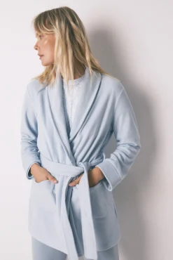 Bata midi terciopelo azul brillos