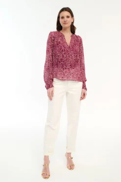 Blusa de manga larga estampada con lúrex