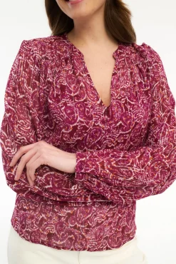 Blusa de manga larga estampada con lúrex