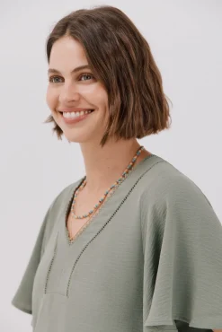 Blusa encaje volantes