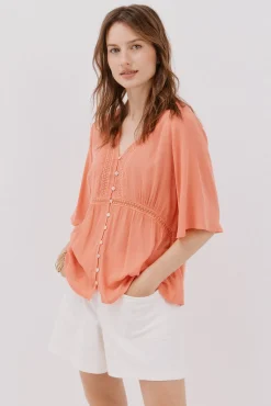 Blusa encaje volantes