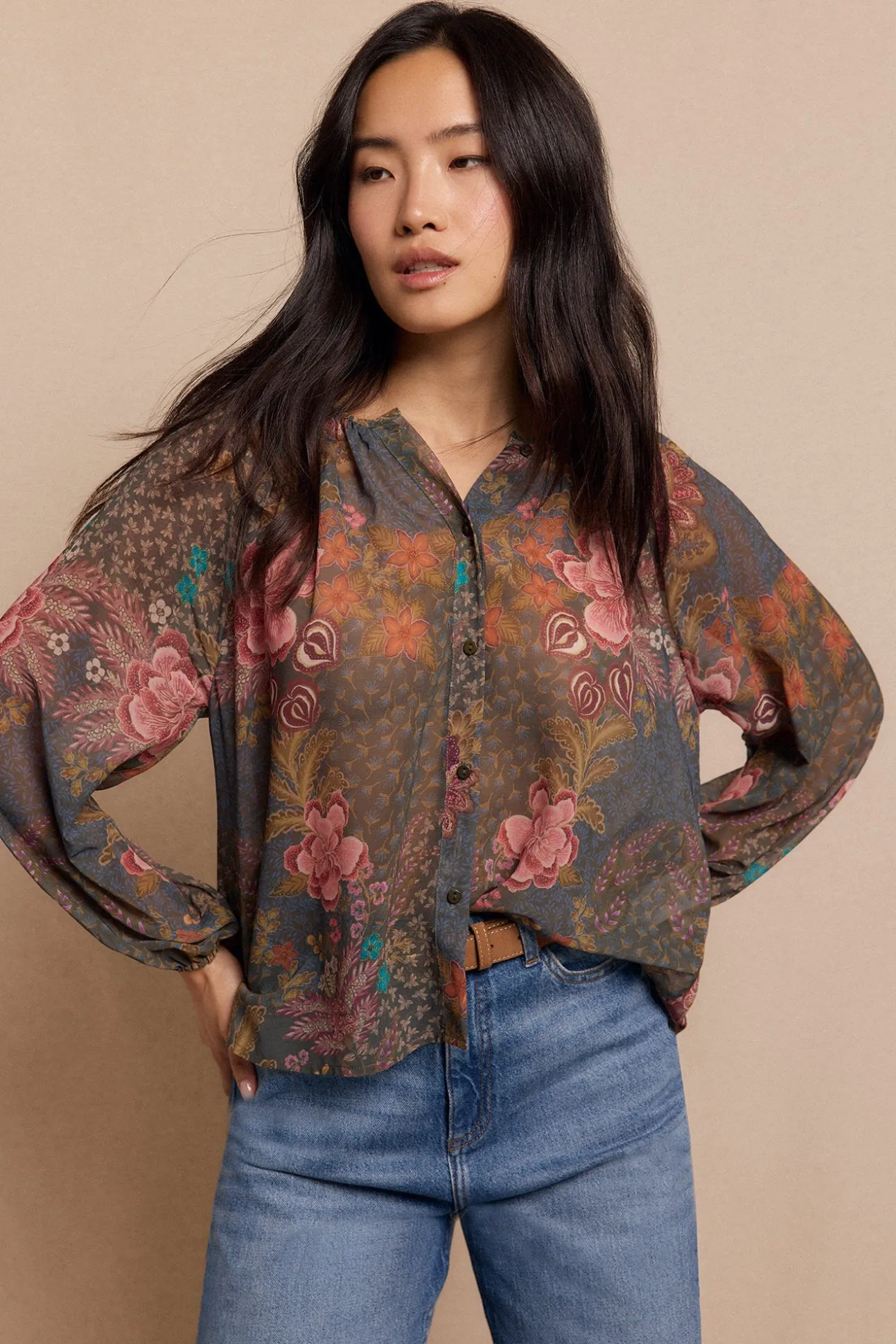 Blusa estampada fluida