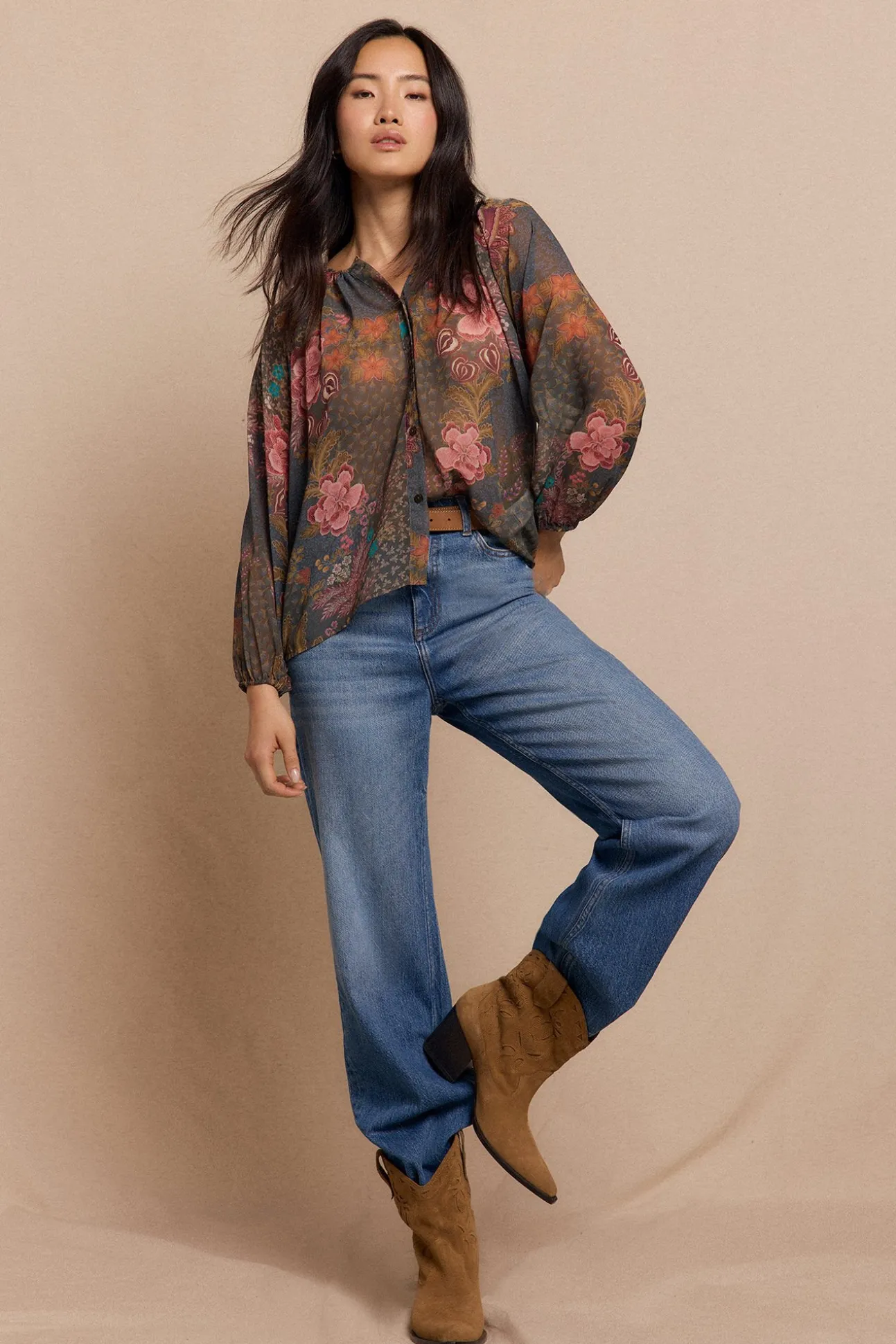 Blusa estampada fluida