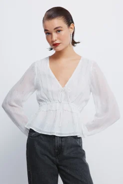 Blusa lurex goma cintura