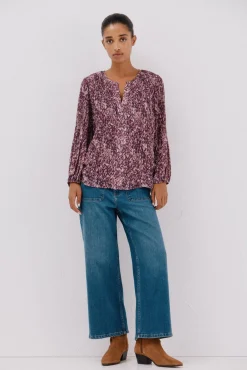 Blusa plisada contraste