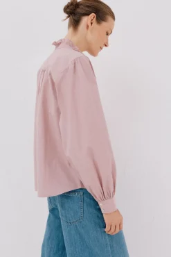 Blusa rayas cuello volantes