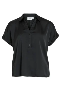 Blusa satinada de manga corta