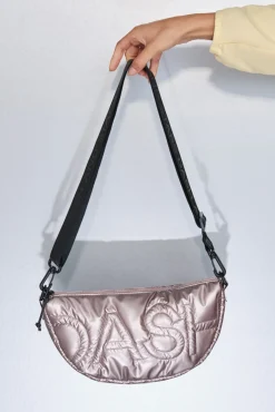 Bolso bandolera nylon rosa metalizado