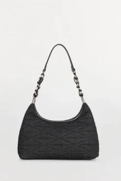 Bolso hobo acolchado con asa de piel y cadena