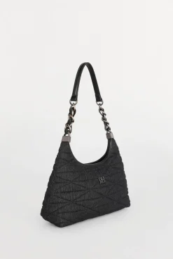 Bolso hobo acolchado con asa de piel y cadena