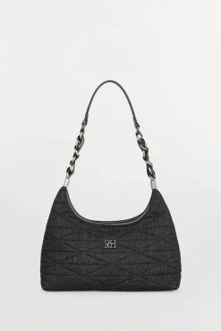 Bolso hobo acolchado con asa de piel y cadena