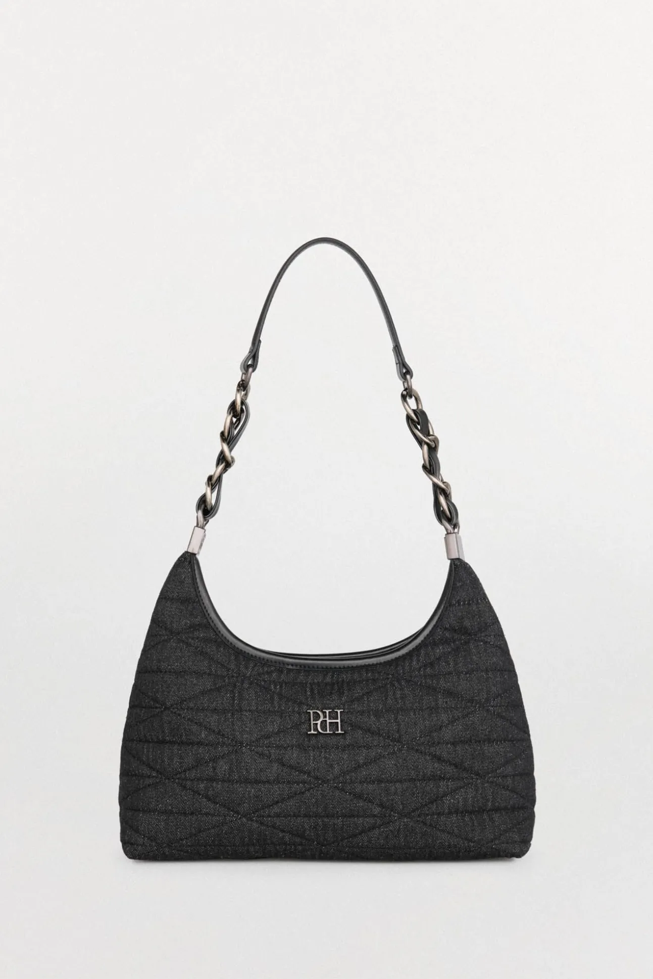 Bolso hobo acolchado con asa de piel y cadena