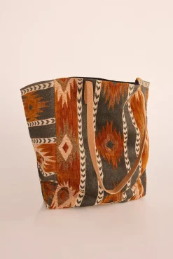 Bolso shopper jacquard marrón