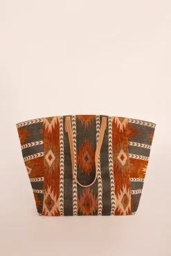 Bolso shopper jacquard marrón