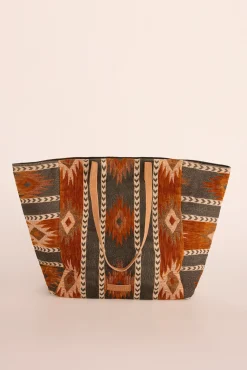 Bolso shopper jacquard marrón