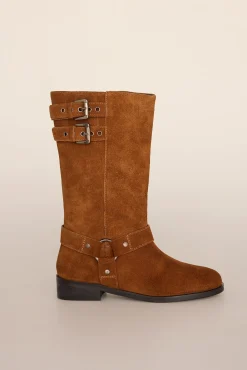 Bota biker serraje con hebillas