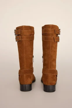 Bota biker serraje con hebillas