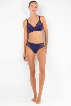 Braga tiro medio con tul jacqard azul