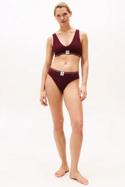 Bralette de canalé con banda elástica y logo