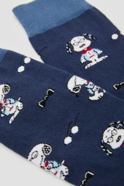 Calcetines altos Besocks de Snoopy de algodón orgánico color azul