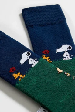 Calcetines altos Besocks de SNOOPY de algodón orgánico color azul