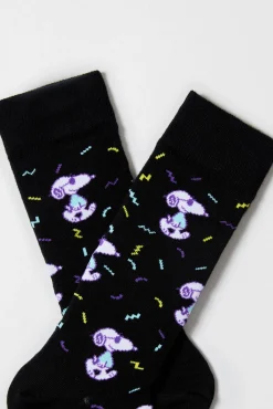 Calcetines altos Besocks de Snoopy de algodón orgánico color negro