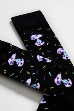 Calcetines altos Besocks de Snoopy de algodón orgánico color negro