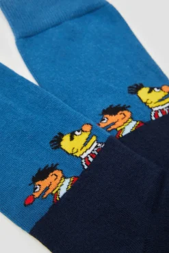 Calcetines altos Besocks de Barrio Sésamo de algodón orgánico color azul