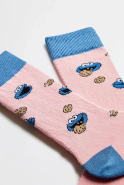 Calcetines altos Besocks de Barrio Sésamo de algodón orgánico color rosa