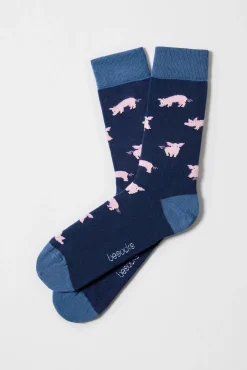 Calcetines altos de algodón orgánico color azul marino