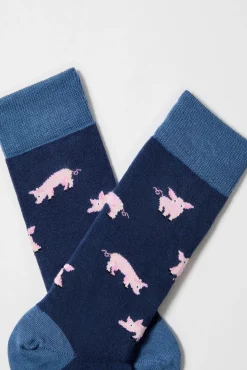 Calcetines altos de algodón orgánico color azul marino