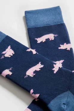 Calcetines altos de algodón orgánico color azul marino