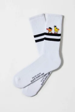 Calcetines altos deportivos Besocks de Barrio Sésamo de algodón orgánico color blanco