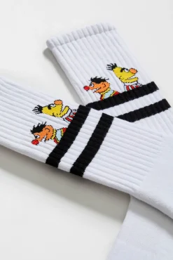 Calcetines altos deportivos Besocks de Barrio Sésamo de algodón orgánico color blanco