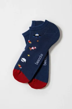 Calcetines tobilleros Besocks de algodón orgánico color azul marino