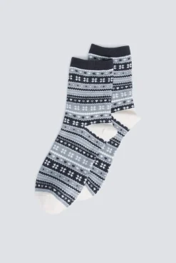 Calcetín largo jacquard cenefas