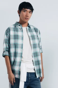 Camisa algodón slub cuadros