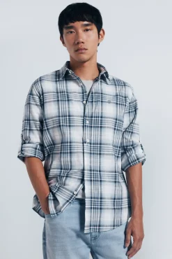 Camisa algodón slub cuadros