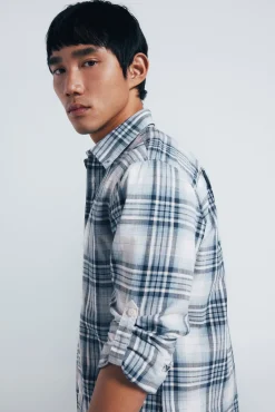 Camisa algodón slub cuadros