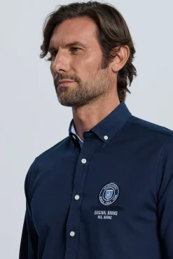 Camisa bordada azul marino