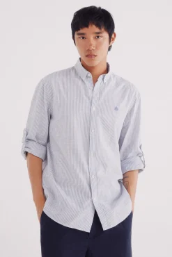 Camisa cotton slub rayas
