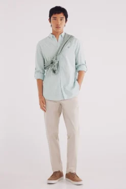 Camisa cotton slub rayas