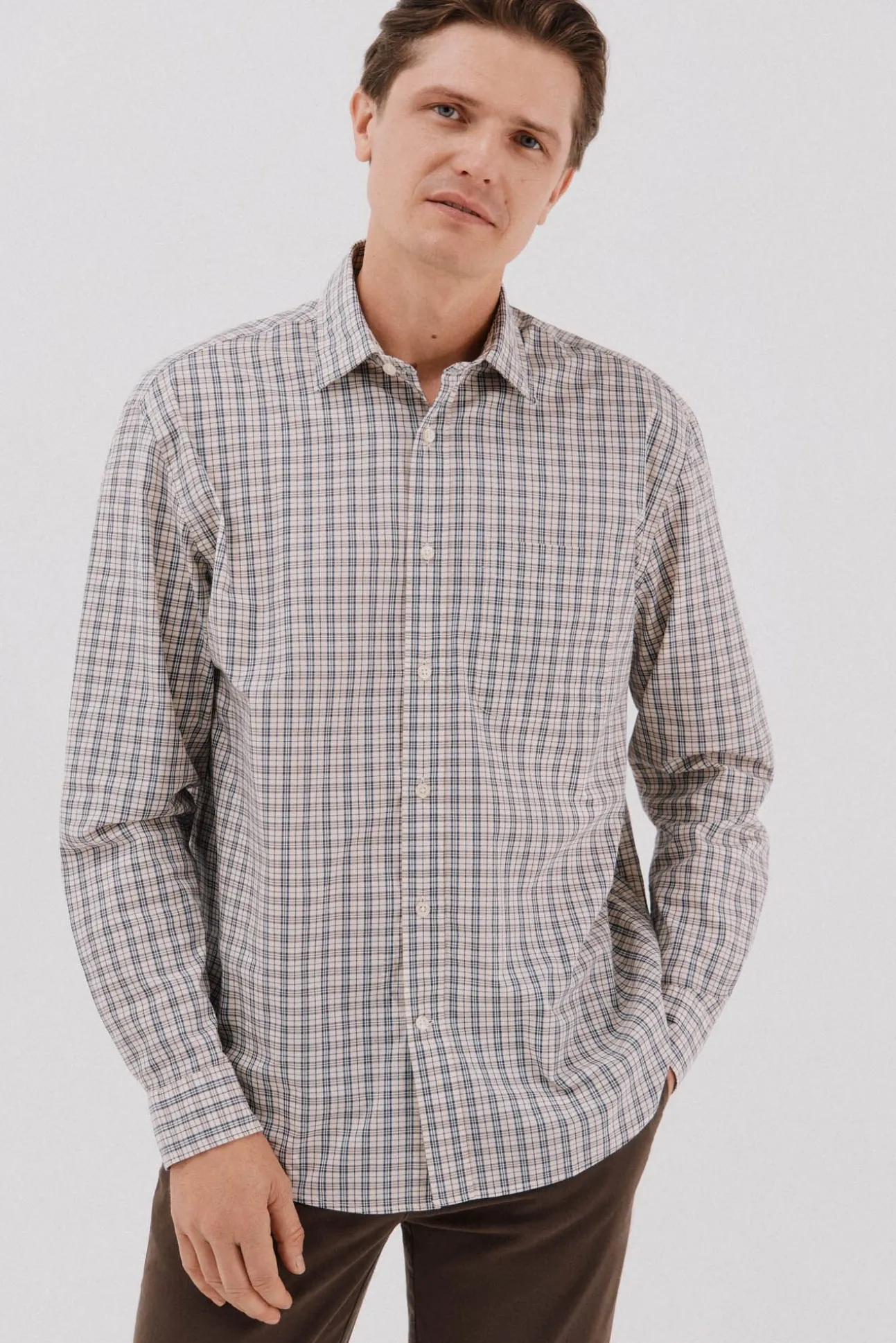 Camisa cuadros popelín