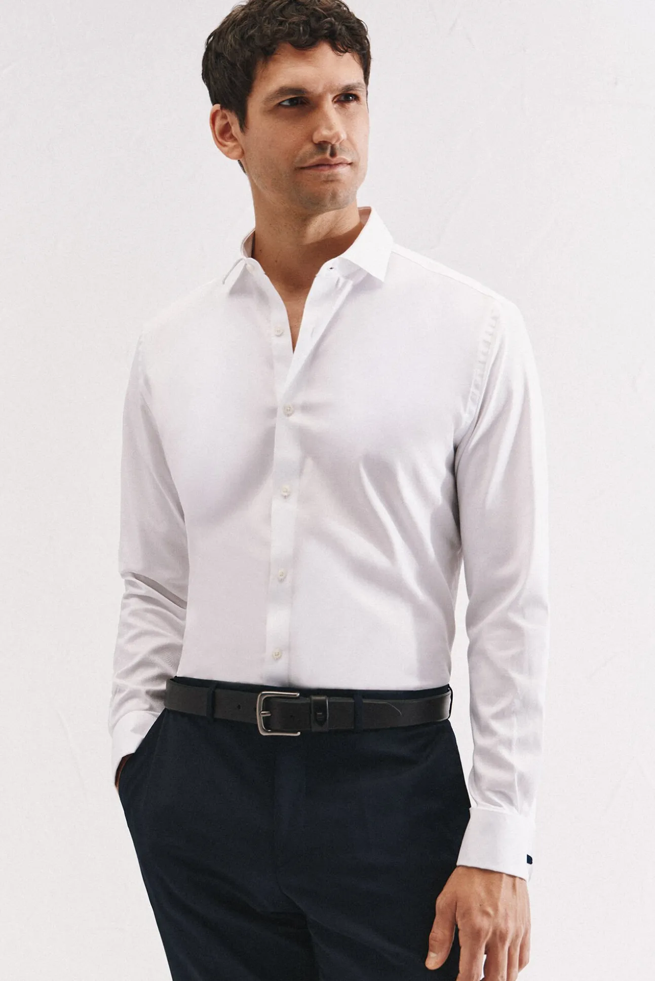 Camisa gemelos slim fit fácil plancha